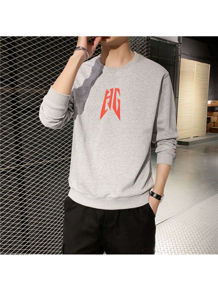Men's T-shirt, long sleeve round neck, men's wear  new autumn trend, Korean base shirt 
