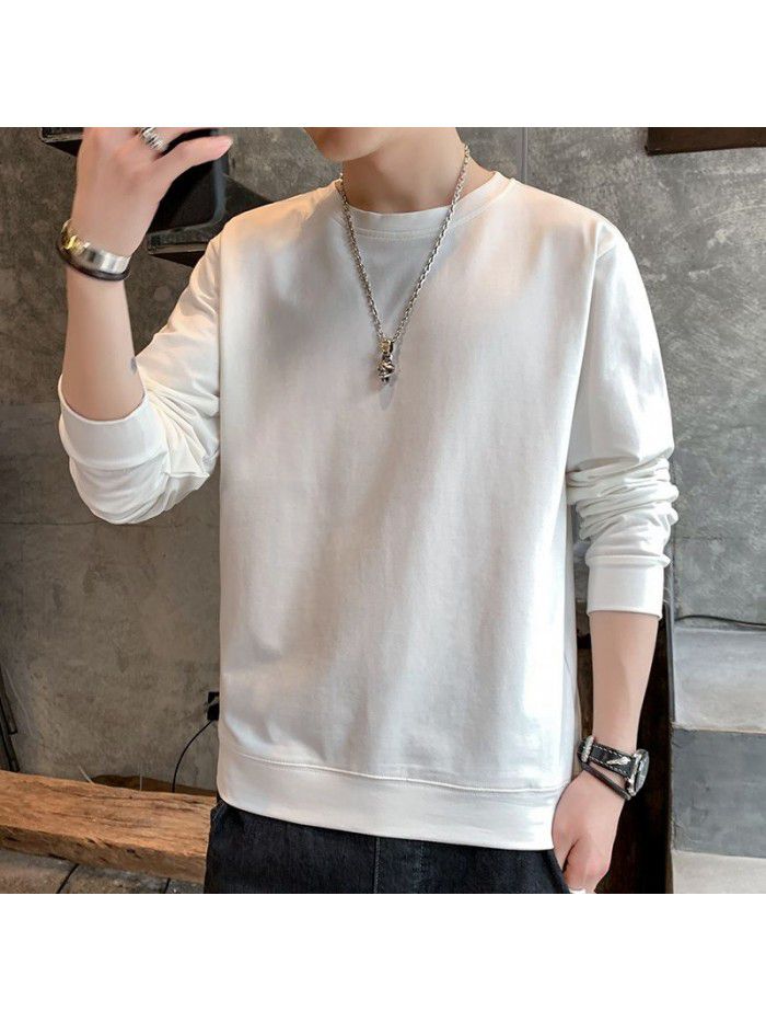 Men's  spring and autumn new cotton long sleeve t-shirt men's Korean leisure base shirt men's top student trend 
