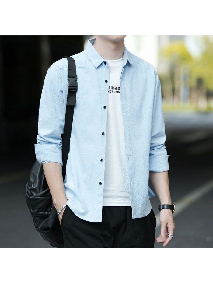 new spring and autumn men's long sleeve shirt men's slim men's shirt casual clothes men's fashion 