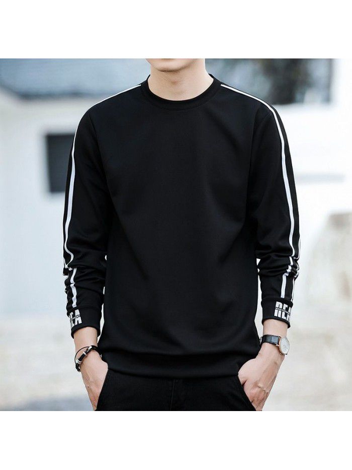 Men's T-shirt with long sleeves and round collar for men's wear 