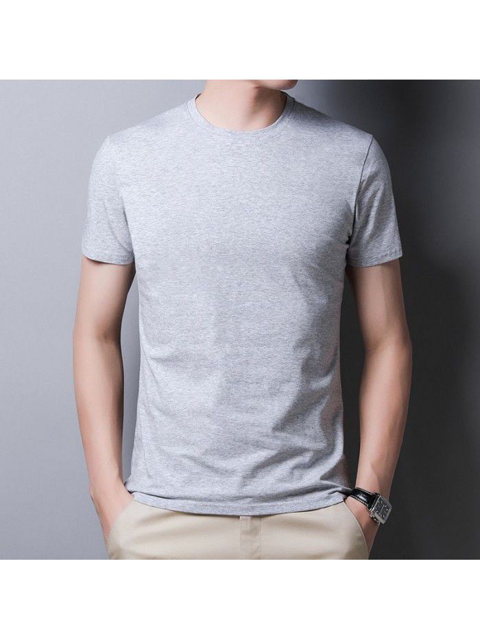 Breathable short sleeve t-shirt men's summer half sleeve round neck casual T-shirt bottom shirt middle aged Dad 