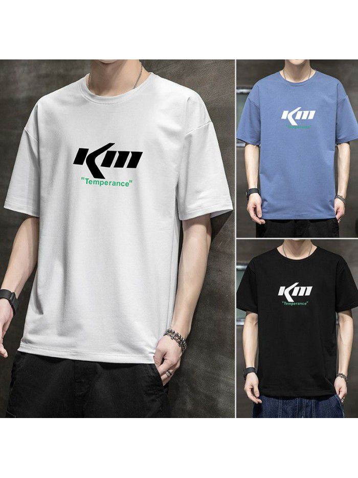 Breathable short sleeve t-shirt men's  summer new men's cotton casual loose half sleeve t-shirt men's wear 
