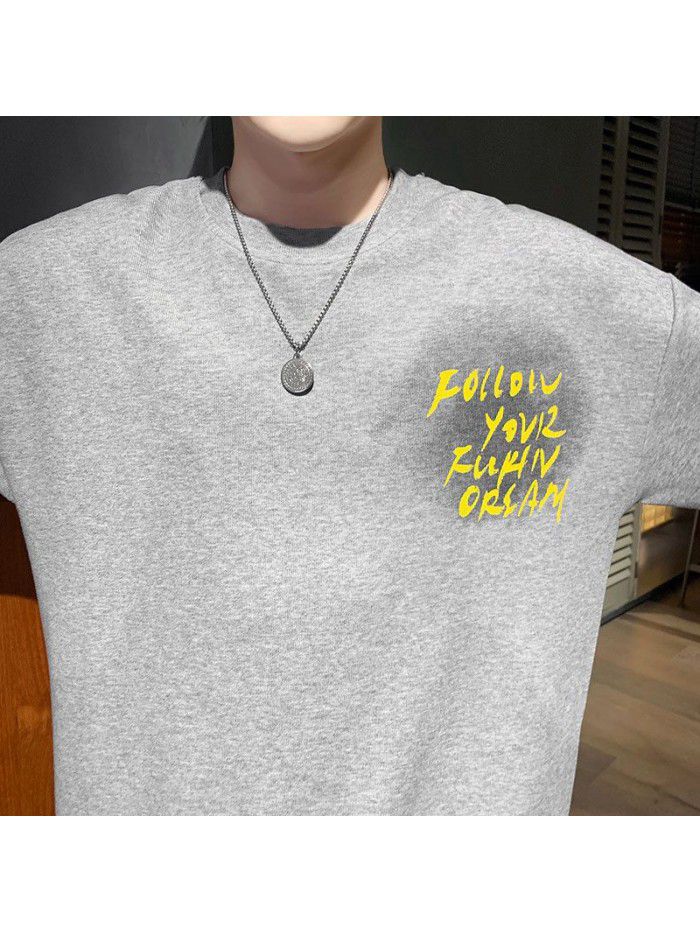 New 7.22 spring Korean new men's natural scenery Pullover youth popular round neck men's long sleeve T-shirt 