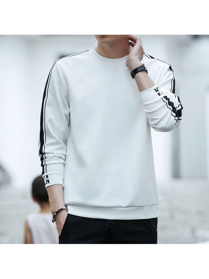 Men's T-shirt with long sleeves and round collar for men's wear 