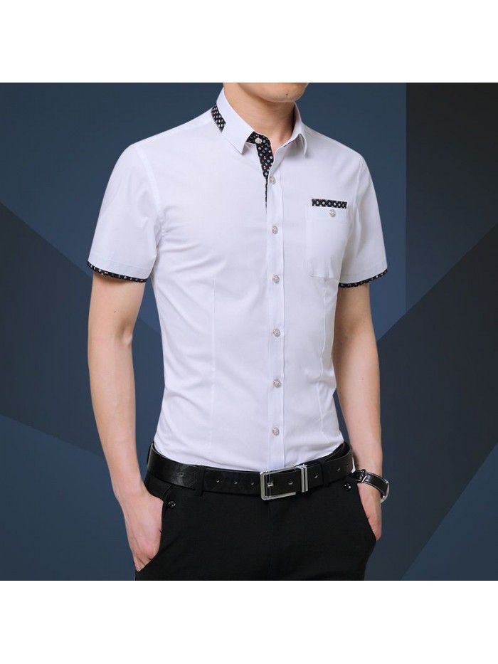  summer men's Short Sleeve Shirt Men's Korean slim men's casual shirt trend men's fashion men's fashion trend 