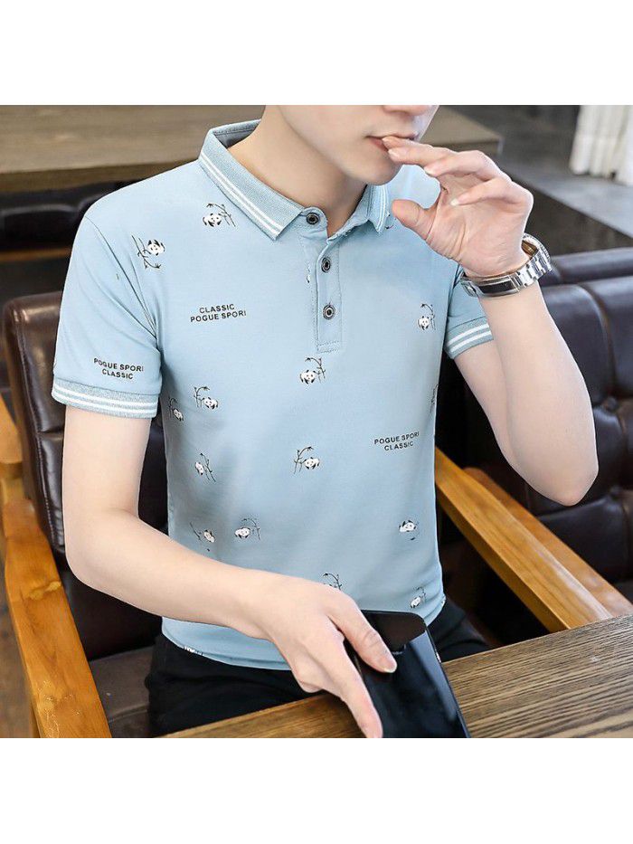  summer men's short sleeve polo shirt Korean slim Lapel thin short sleeve t-shirt men's casual top 