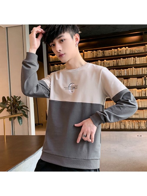  spring new men's T-shirt Korean slim round n...