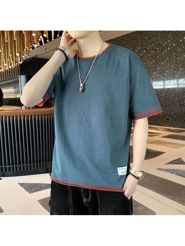 Men's Cotton Short Sleeve T-Shirt  new half sleeve Korean men's base shirt fashion men's loose and compassionate students 