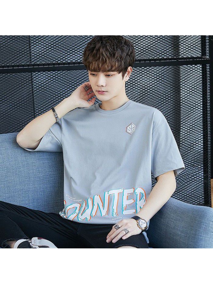  summer new short sleeve t-shirt men's fashion round neck half sleeve t-shirt men's casual thin top 