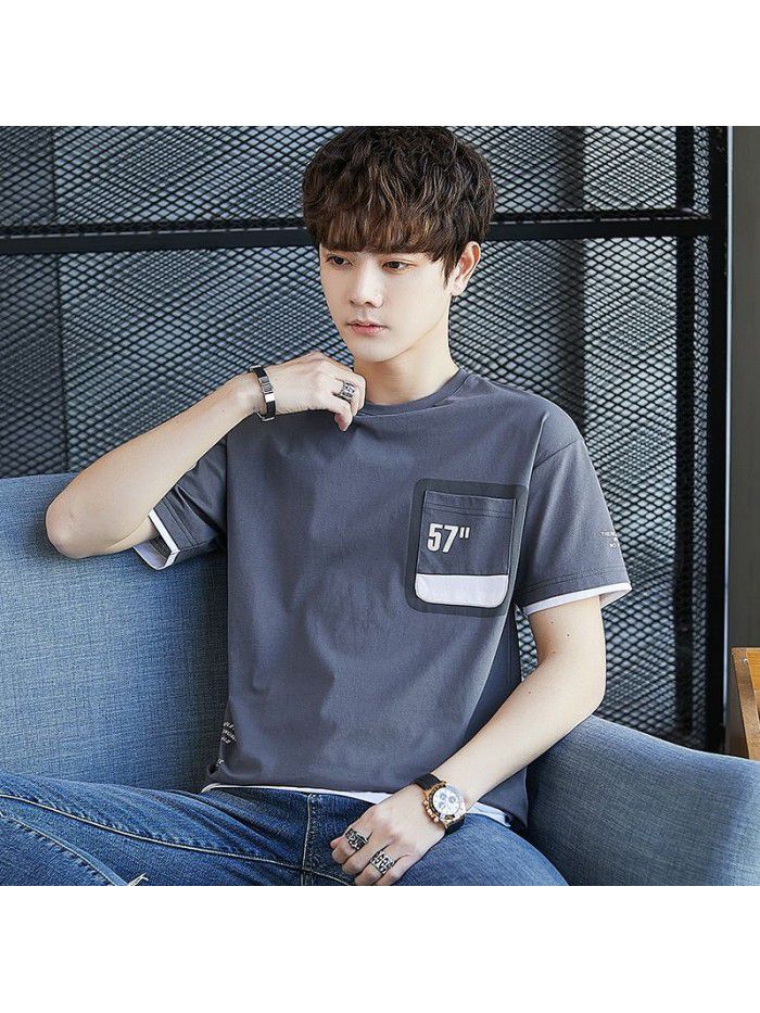  summer new men's T-shirt cotton short sleeve fashion brand men's loose youth half sleeve t-shirt men's wear 