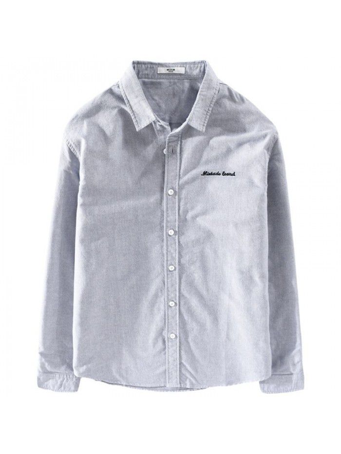 Men's soft washable Oxford long sleeve cotton casual versatile solid color shirt slim white shirt trendy man 9424 