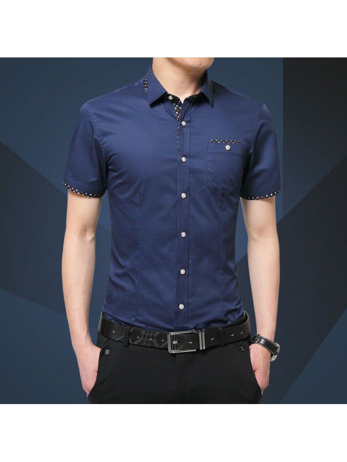  summer men's Short Sleeve Shirt Men's Korean slim men's casual shirt trend men's fashion men's fashion trend 