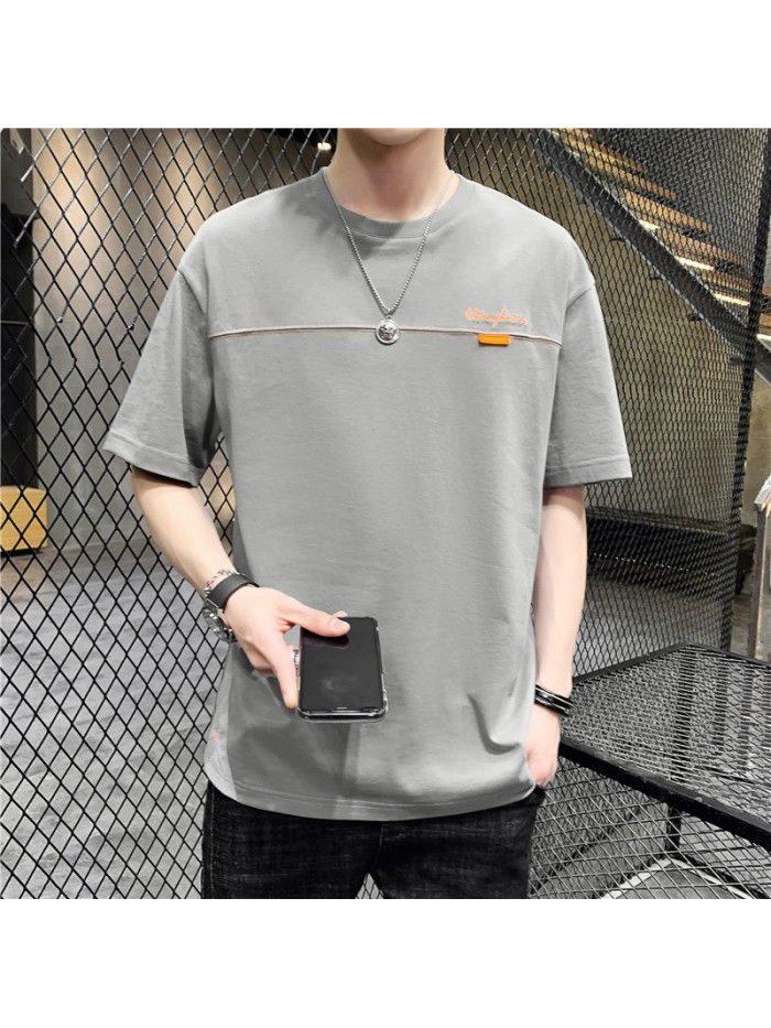  summer new student leisure T-shirt youth round neck short sleeve men's t-shirt men's versatile top 