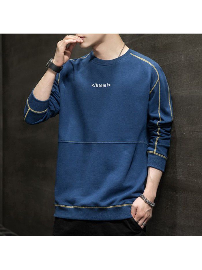  popular long sleeve t-shirt men's fashion Little Daisy loose round neck tooling Inst shirt men's National Fashion Top 