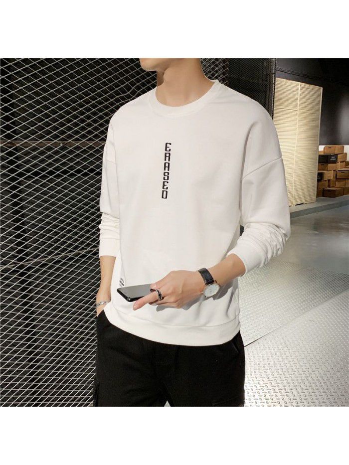 Men's T-shirt, long sleeve round neck, men's wear  new autumn trend, Korean base shirt 