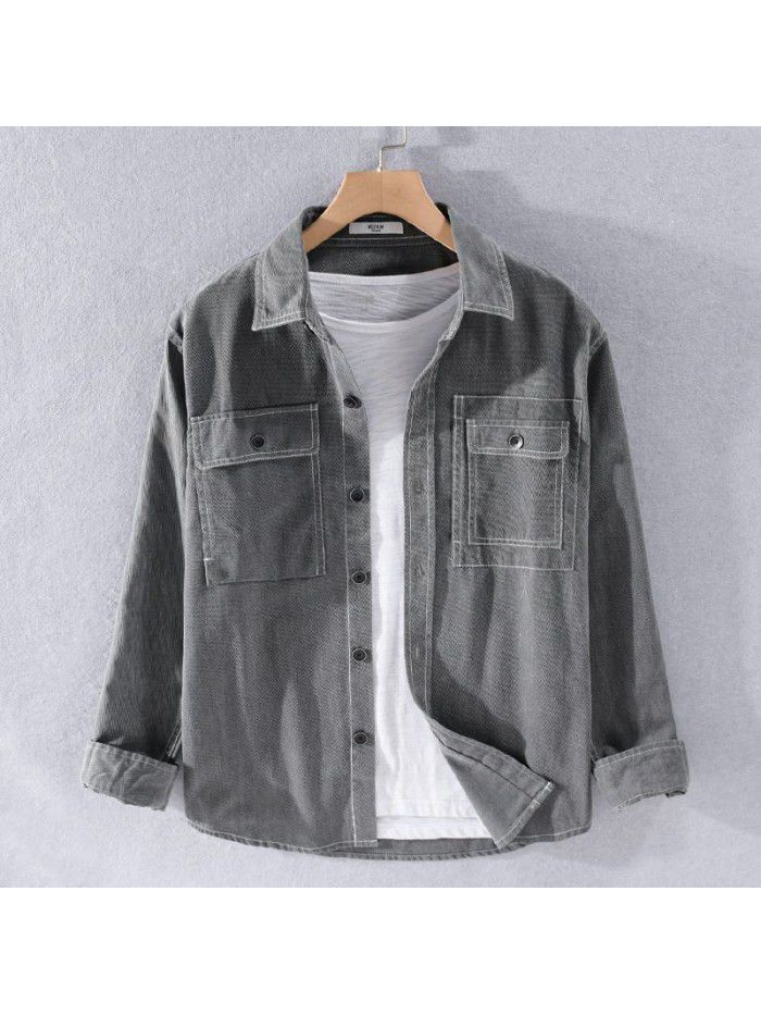 Men's fashion cotton long sleeve shirt in spring and Autumn 
