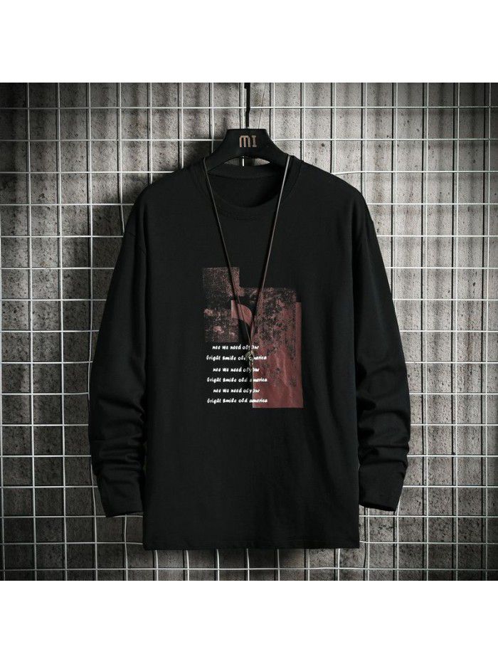 autumn new long sleeve t-shirt men's Korean round neck trend slim casual base coat men's fashion 