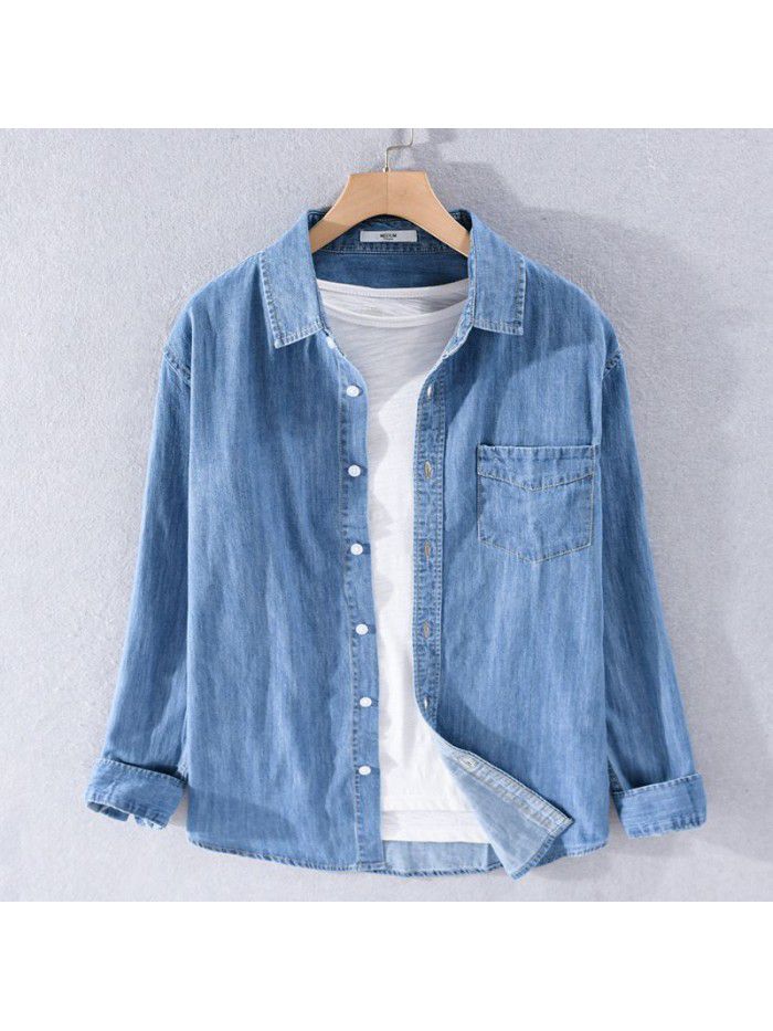 Denim shirt men's long sleeve autumn cotton loose long sleeve denim shirt casual men's spring and autumn top 9413 