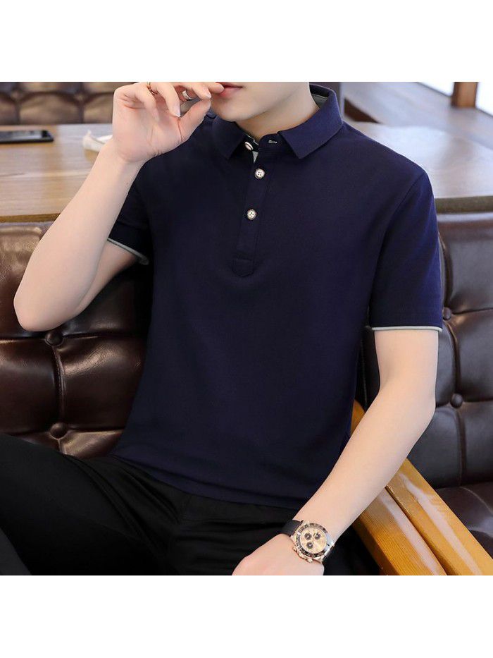  summer new men's Polo Shirt Short Sleeve sports fashion Lapel T-shirt trend slim men's student trend 