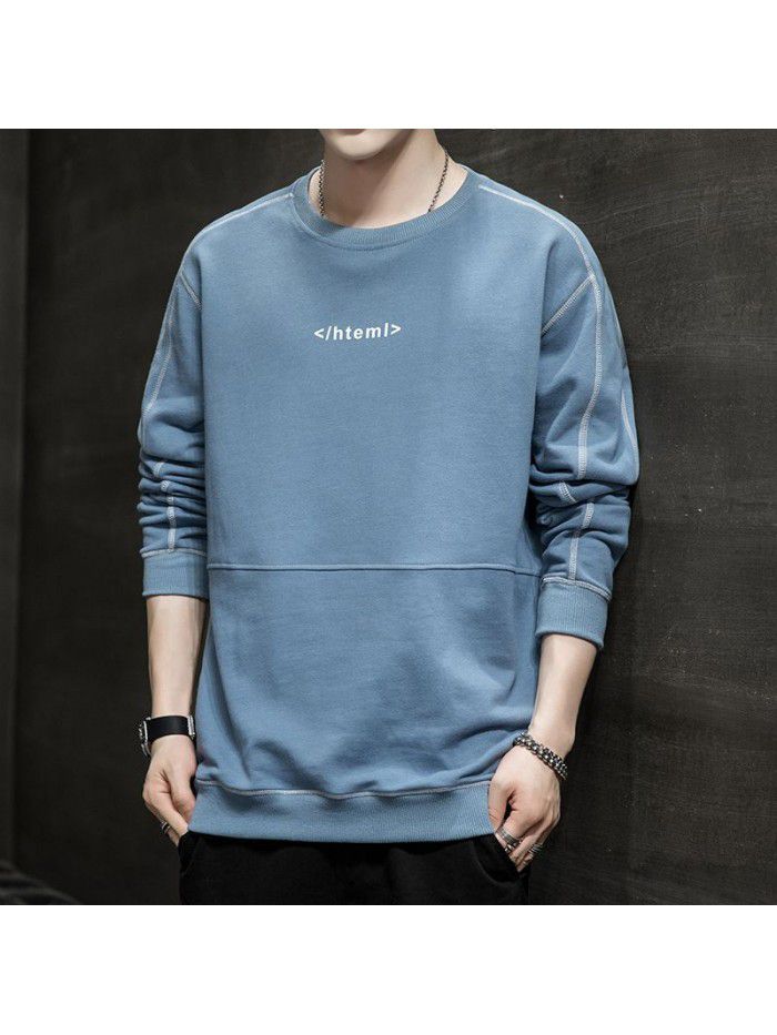  popular long sleeve t-shirt men's fashion Little Daisy loose round neck tooling Inst shirt men's National Fashion Top 
