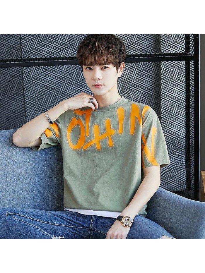  summer new men's T-shirt cotton short sleeve fashion brand men's loose youth half sleeve t-shirt men's wear 