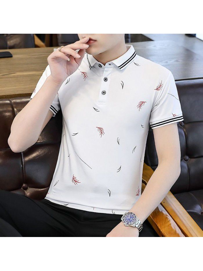  summer men's short sleeve polo shirt Korean slim Lapel thin short sleeve t-shirt men's casual top 