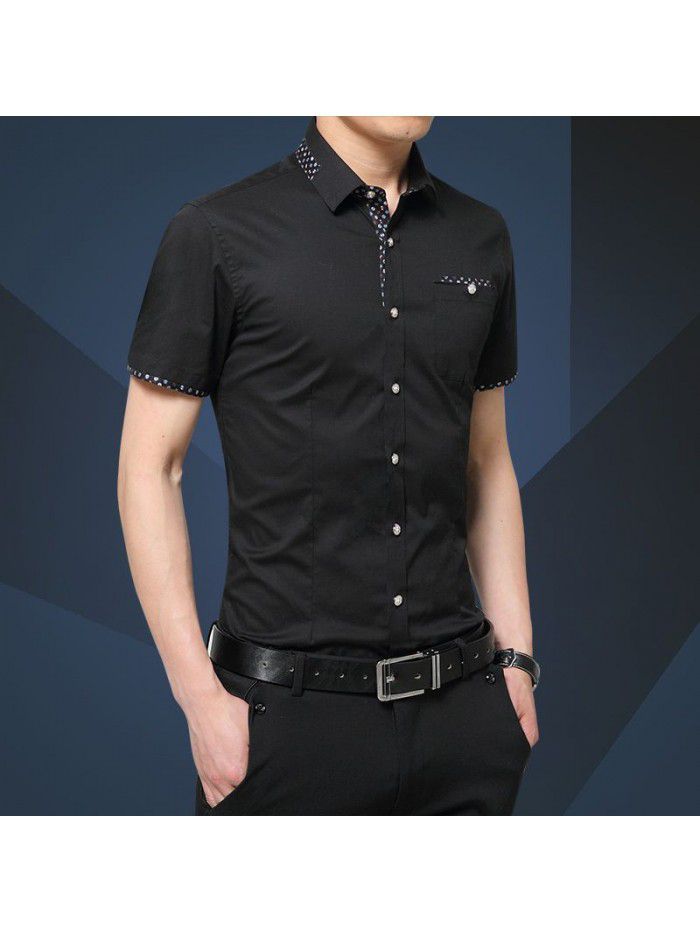  summer men's Short Sleeve Shirt Men's Korean slim men's casual shirt trend men's fashion men's fashion trend 