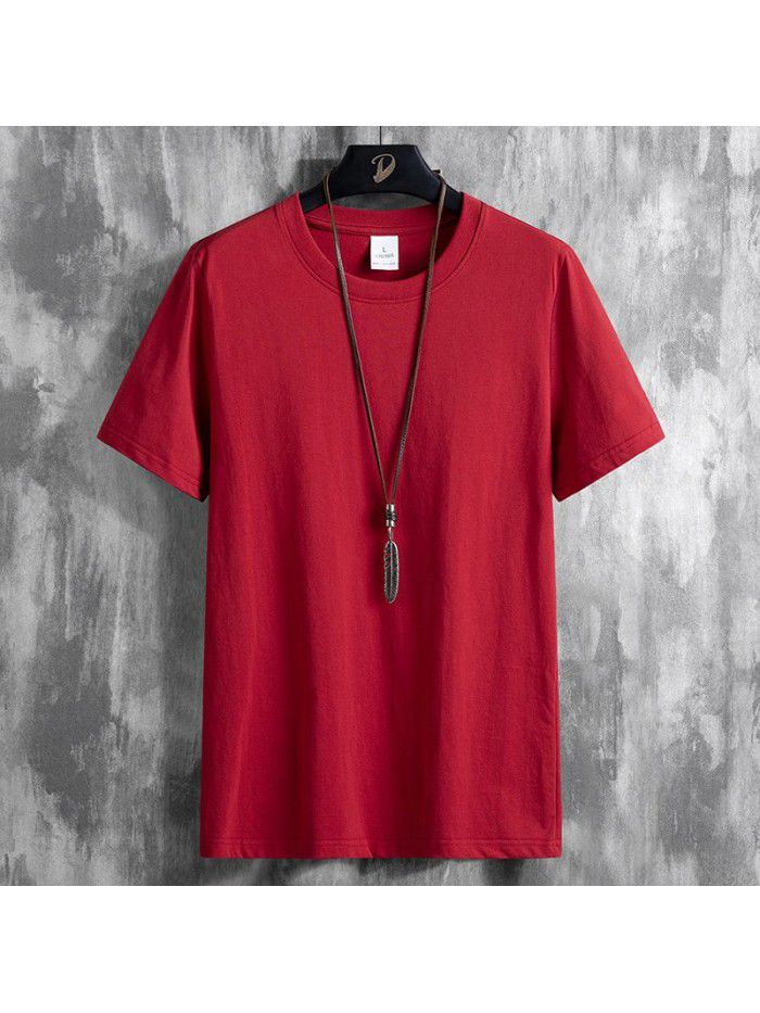 Breathable  summer new men's short sleeve T-shirt cotton half sleeve large men's T-shirt Korean top student 