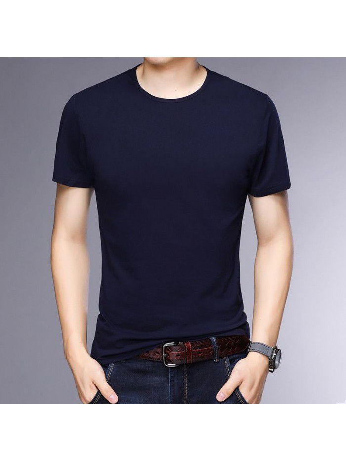 Breathable short sleeve t-shirt men's summer half sleeve T-shirt young and middle-aged men's round neck slim father's dress 