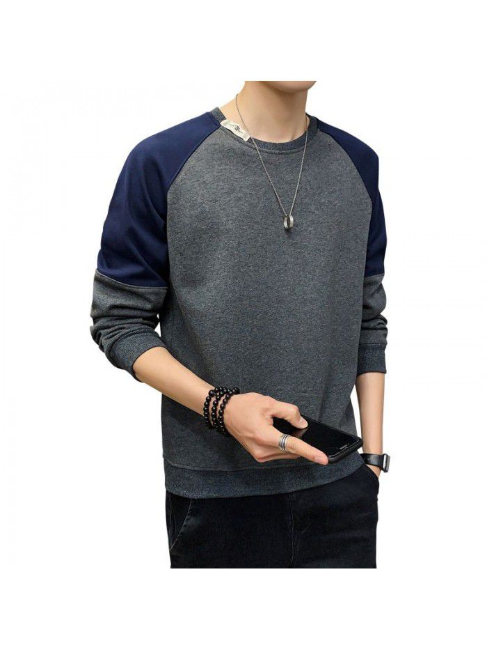 Weiyi men's  autumn new men's wear Korean fashion loose round neck bottom shirt Hong Kong Style youth student trend 