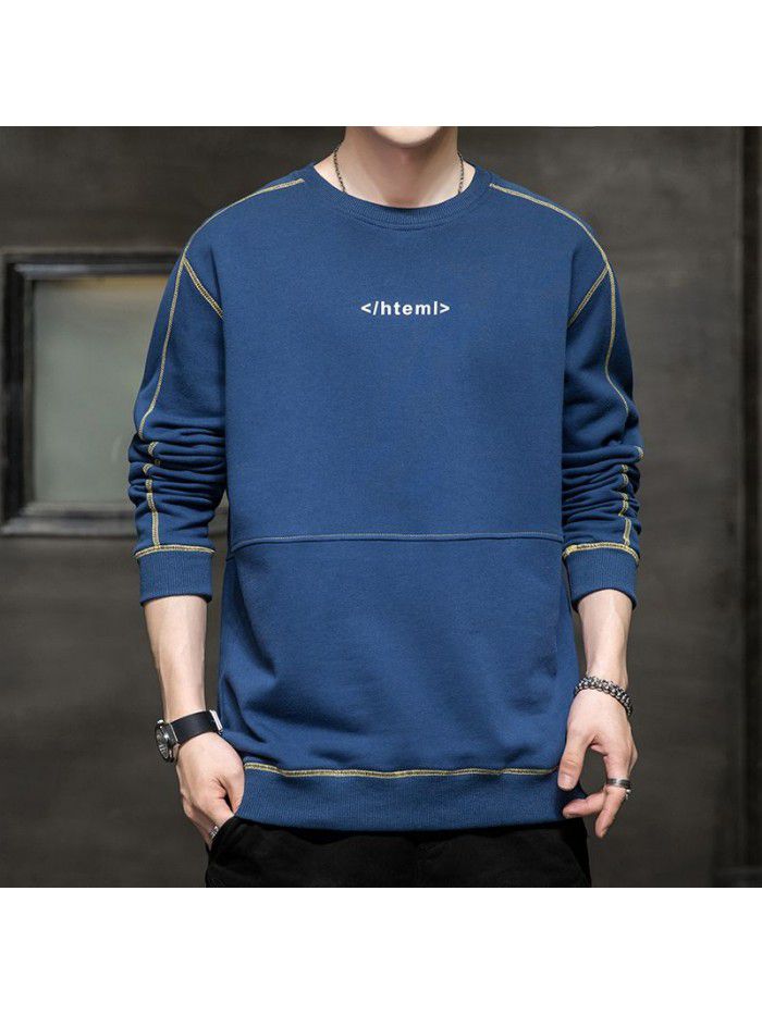  popular long sleeve t-shirt men's fashion Little Daisy loose round neck tooling Inst shirt men's National Fashion Top 