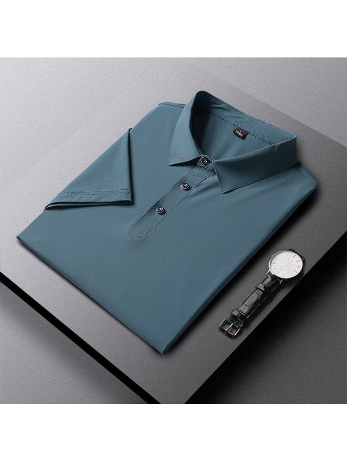 Ice cool men's short sleeve T-shirt half sleeve  summer large T-shirt Polo middle aged Dad 