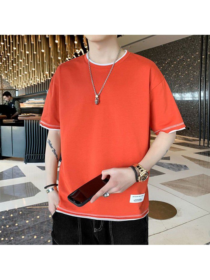 Men's Cotton Short Sleeve T-Shirt  new half sleeve Korean men's base shirt fashion men's loose and compassionate students 