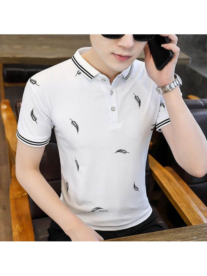  summer men's short sleeve polo shirt Korean slim Lapel thin short sleeve t-shirt men's casual top 