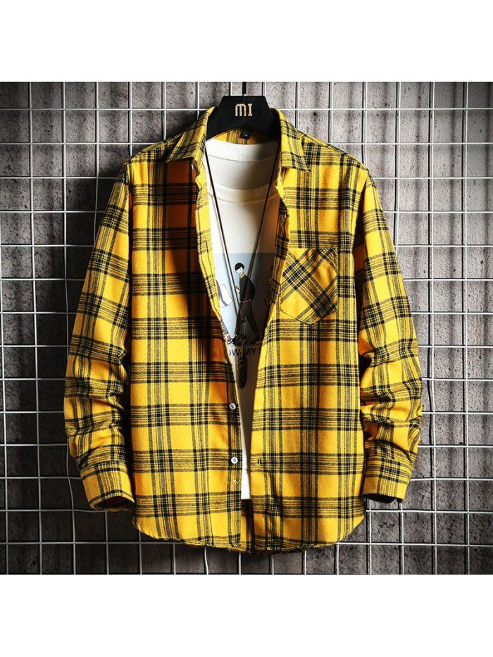  spring new men's shirt Korean fashion Slim Fit Shirt Men's fashion Lapel cardigan men's top 