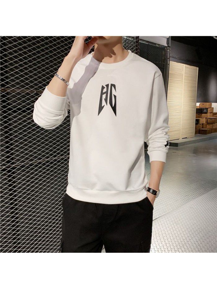 Men's T-shirt, long sleeve round neck, men's wear  new autumn trend, Korean base shirt 