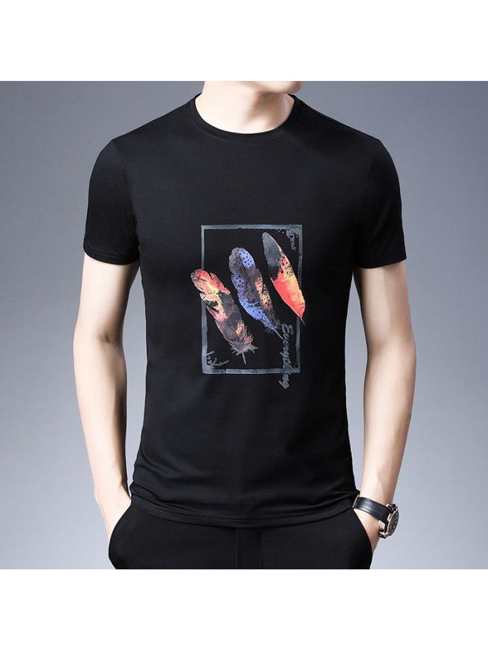 Breathable summer short sleeve t-shirt men's  new T-shirt half sleeve men's undergarment middle-aged and young dad's dress 