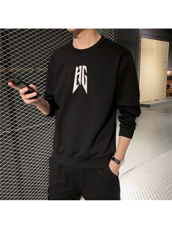 Men's T-shirt, long sleeve round neck, men's wear  new autumn trend, Korean base shirt 