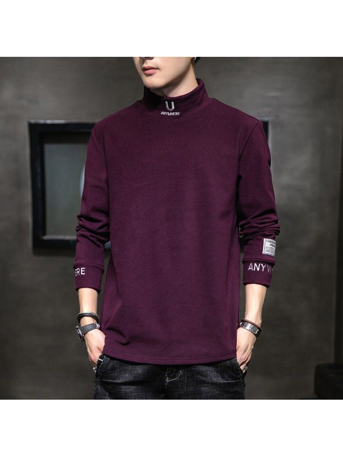  Weiyi men's Embroidery spring and autumn new long sleeve t-shirt men's Korean round neck top men's student 