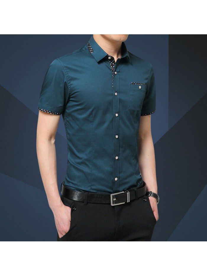  summer men's Short Sleeve Shirt Men's Korean slim men's casual shirt trend men's fashion men's fashion trend 