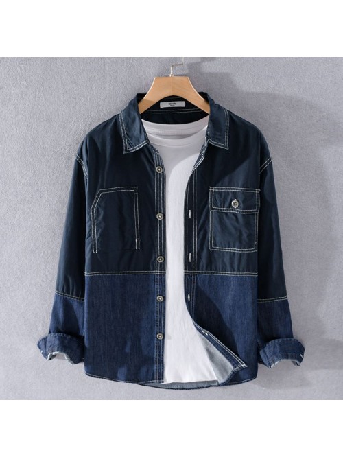 Spring and autumn men's casual Japanese retro...