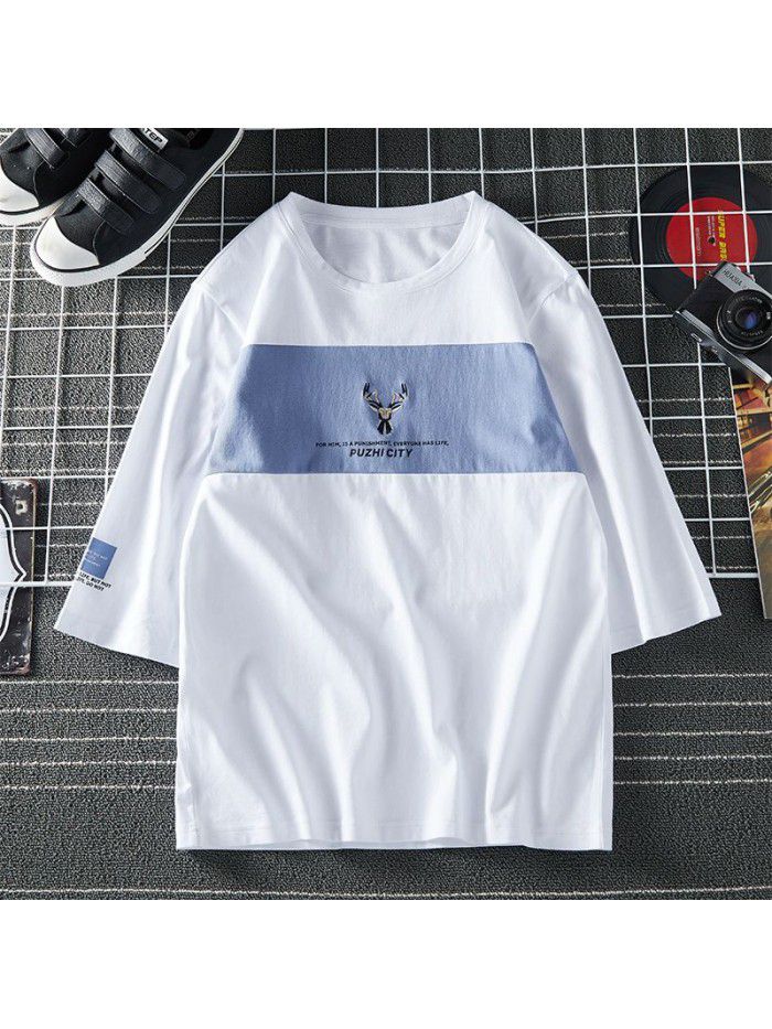 Breathable  new men's short sleeve T-shirt Summer Cotton sweat absorption large size loose half sleeve t-shirt men's fat 