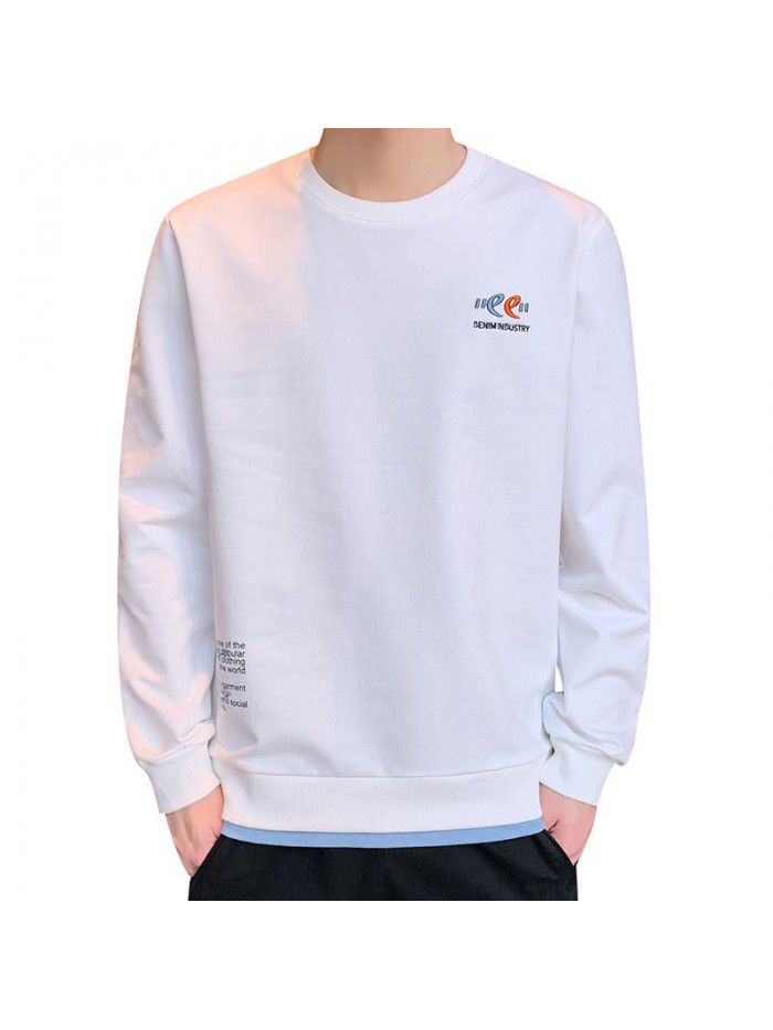  spring new men's T-shirt Korean slim round neck long sleeve casual T-shirt men's top 