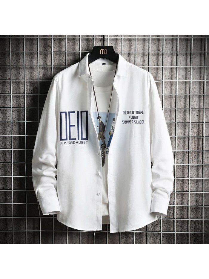  spring new men's shirt Korean fashion Slim Fit Shirt Men's fashion Lapel cardigan men's top 