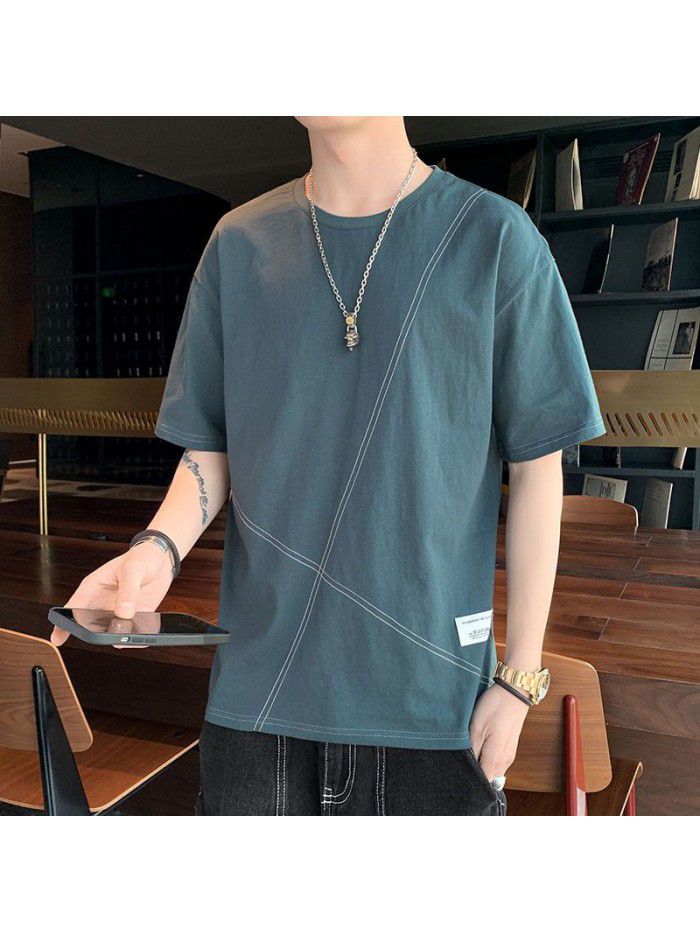 Men's Cotton Short Sleeve T-Shirt  new half sleeve Korean men's base shirt fashion men's loose and compassionate students 