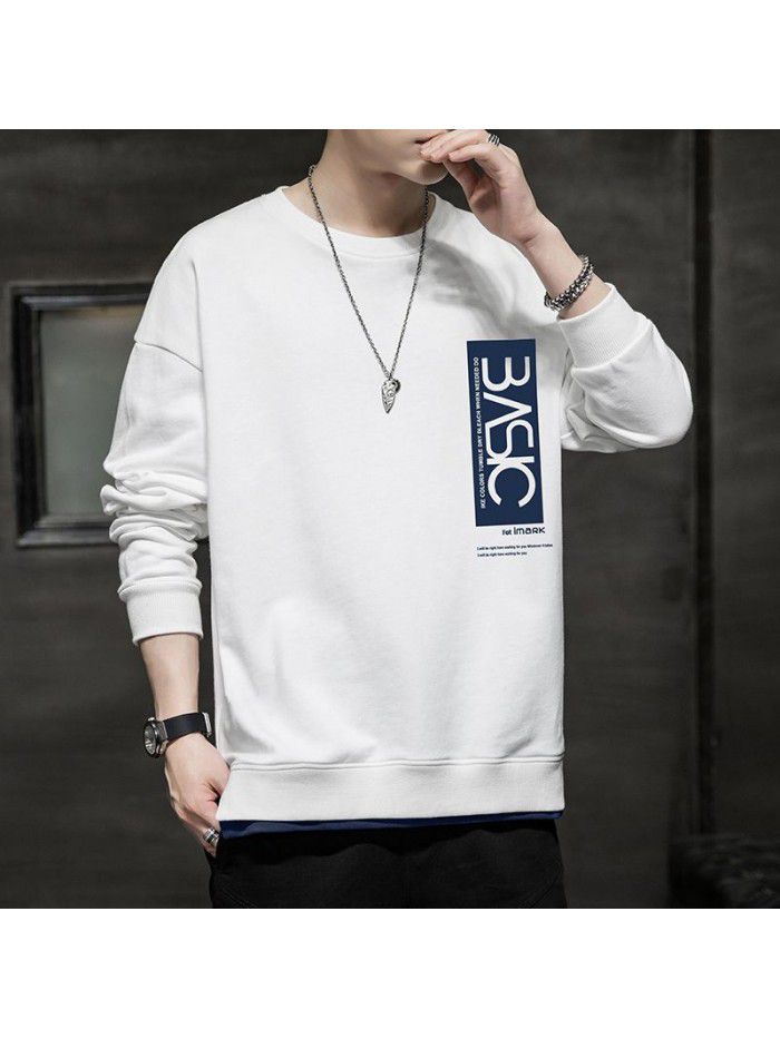  popular long sleeve t-shirt men's fashion Little Daisy loose round neck tooling Inst shirt men's National Fashion Top 