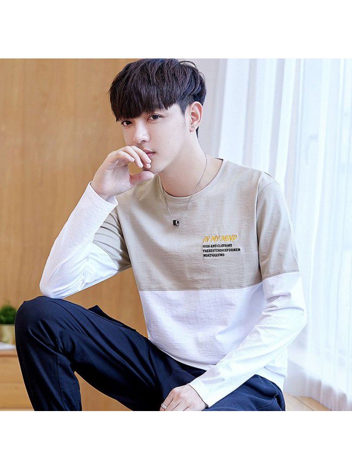  long sleeve t-shirt men's round neck simple and versatile autumn cotton casual long sleeve t-shirt men's youth fashion 