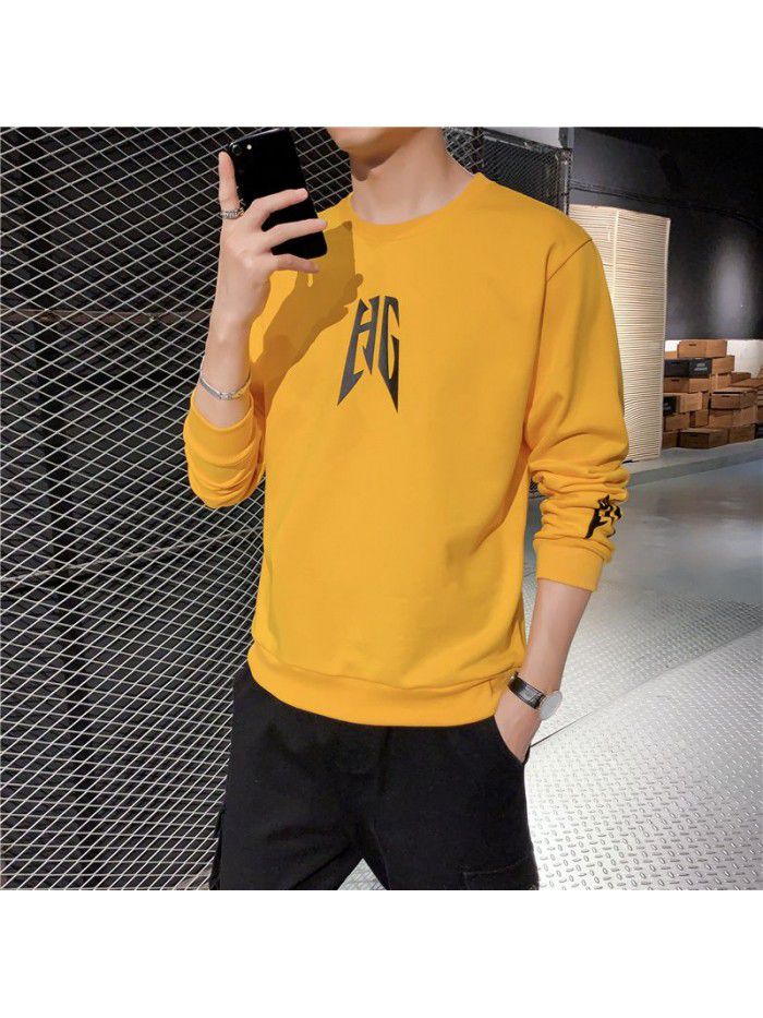 Men's T-shirt, long sleeve round neck, men's wear  new autumn trend, Korean base shirt 