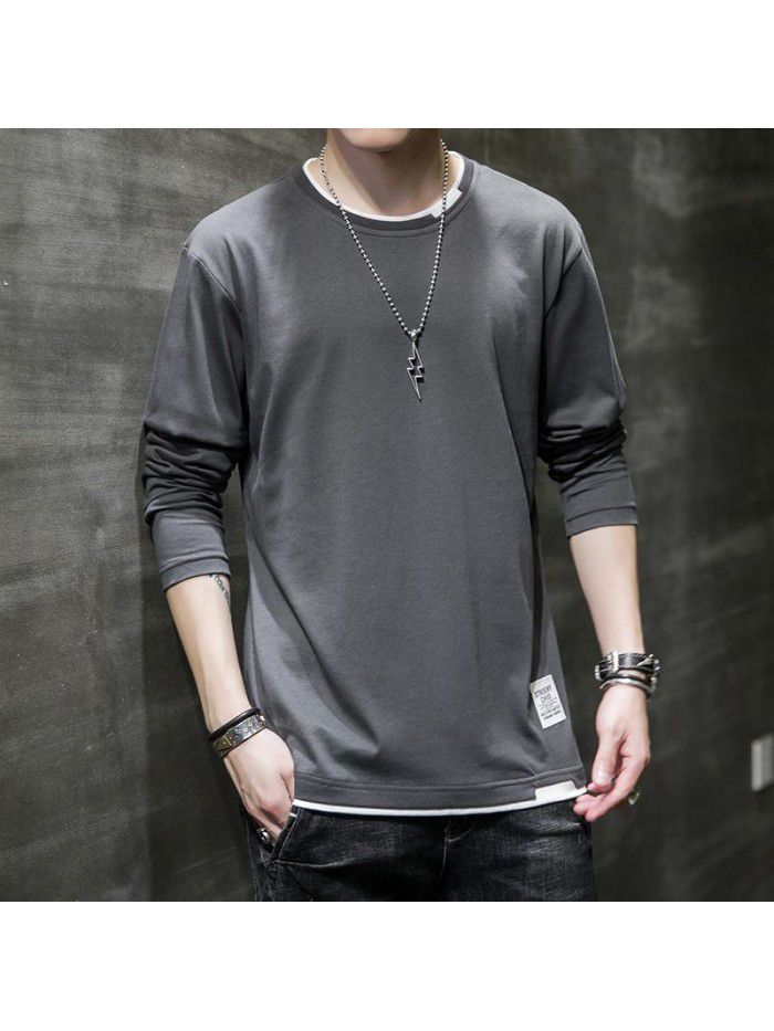 Men's Cotton Long Sleeve T-Shirt  new clothes spring autumn bottom coat Korean t-shirt men's leisure trend students 