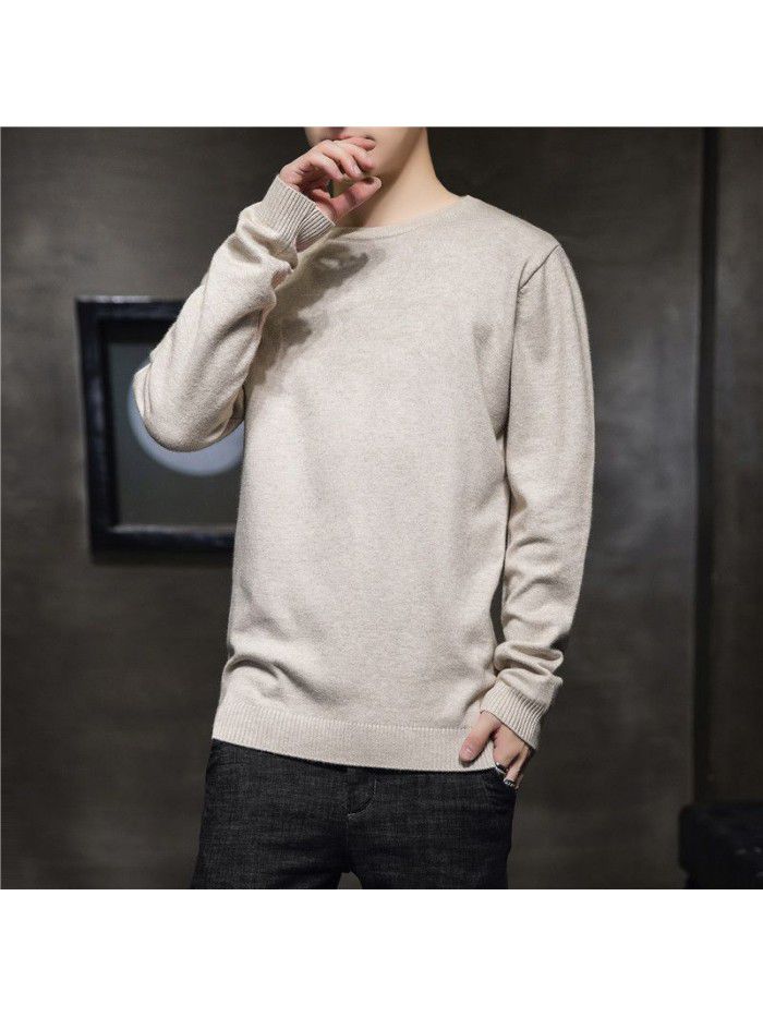 Autumn  new men's sweater Korean Trend slim fitting Pullover Sweater base coat men's young students 